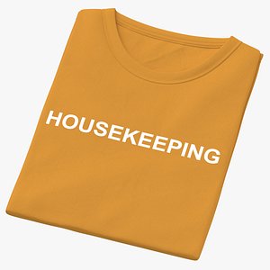 Female Crew Neck Folded Orange Housekeeping 02 3D model