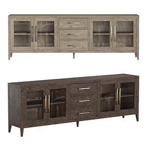3D FRENCH CONTEMPORARY GLASS 4-DOOR SIDEBOARD WITH DRAWERS