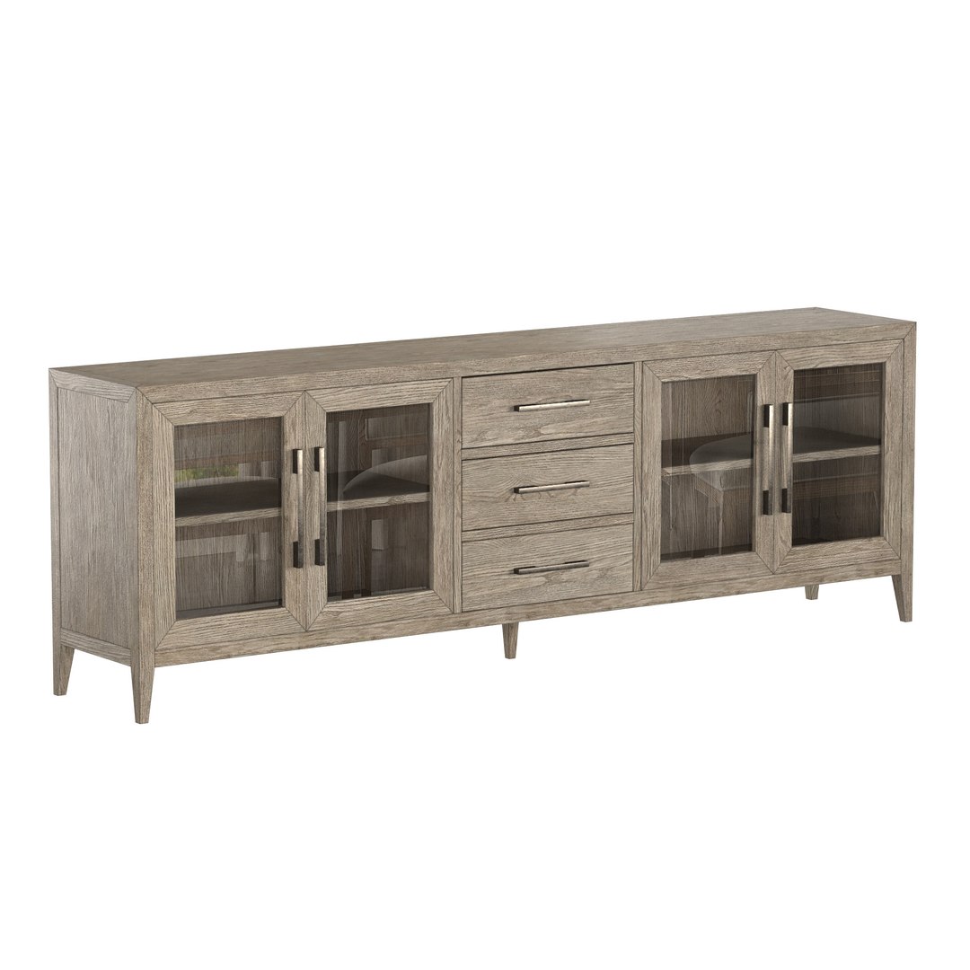 3D FRENCH CONTEMPORARY GLASS 4-DOOR SIDEBOARD WITH DRAWERS - TurboSquid ...