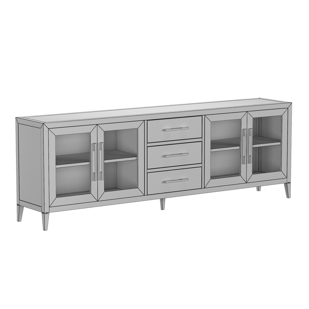 3D FRENCH CONTEMPORARY GLASS 4DOOR SIDEBOARD WITH DRAWERS TurboSquid