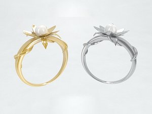 ring gold silver pearl 3D model