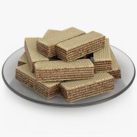 Wafer Biscuit Heap on Glass Plate