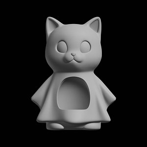 Cute Ghost Cat Holder 3D Print Model Decorative Holder model