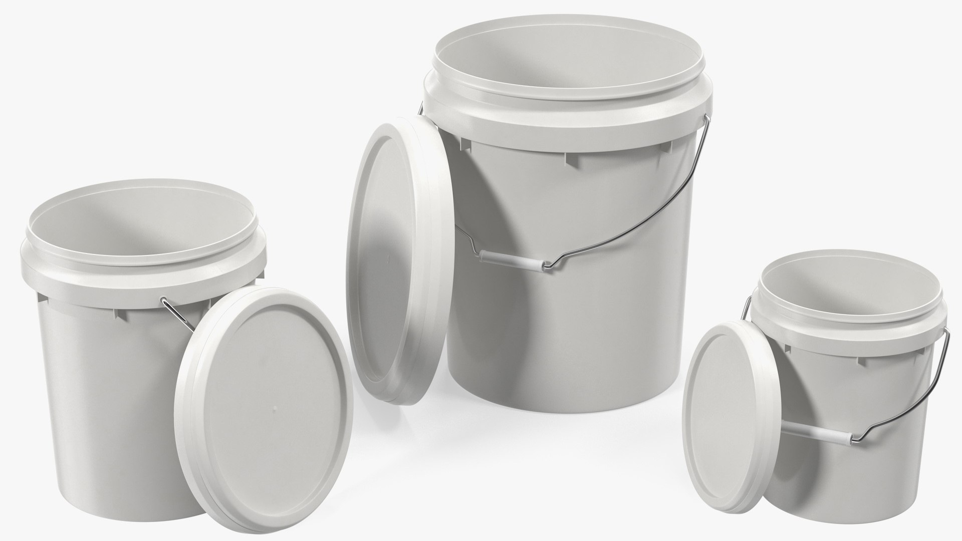 Food Grade Plastic Buckets Set 3D model preview