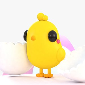 3D model cute cartoon chicken