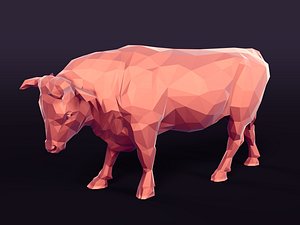 3D Printable Low Polygon Bull Statue