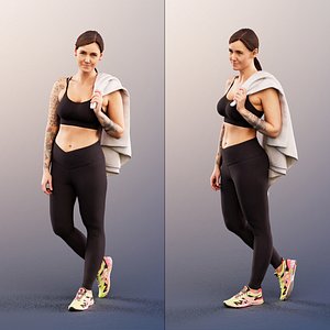 11914 Rachel - Athletic Woman Standing With Towel 3D model