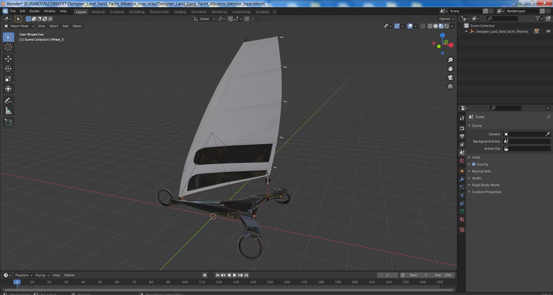 3D Model Designer Land Sand Yacht Albatros - TurboSquid 2223973