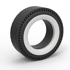 Diecast Whitewall rear tire of vintage dragster Version 10 Scale 1 to 25 model