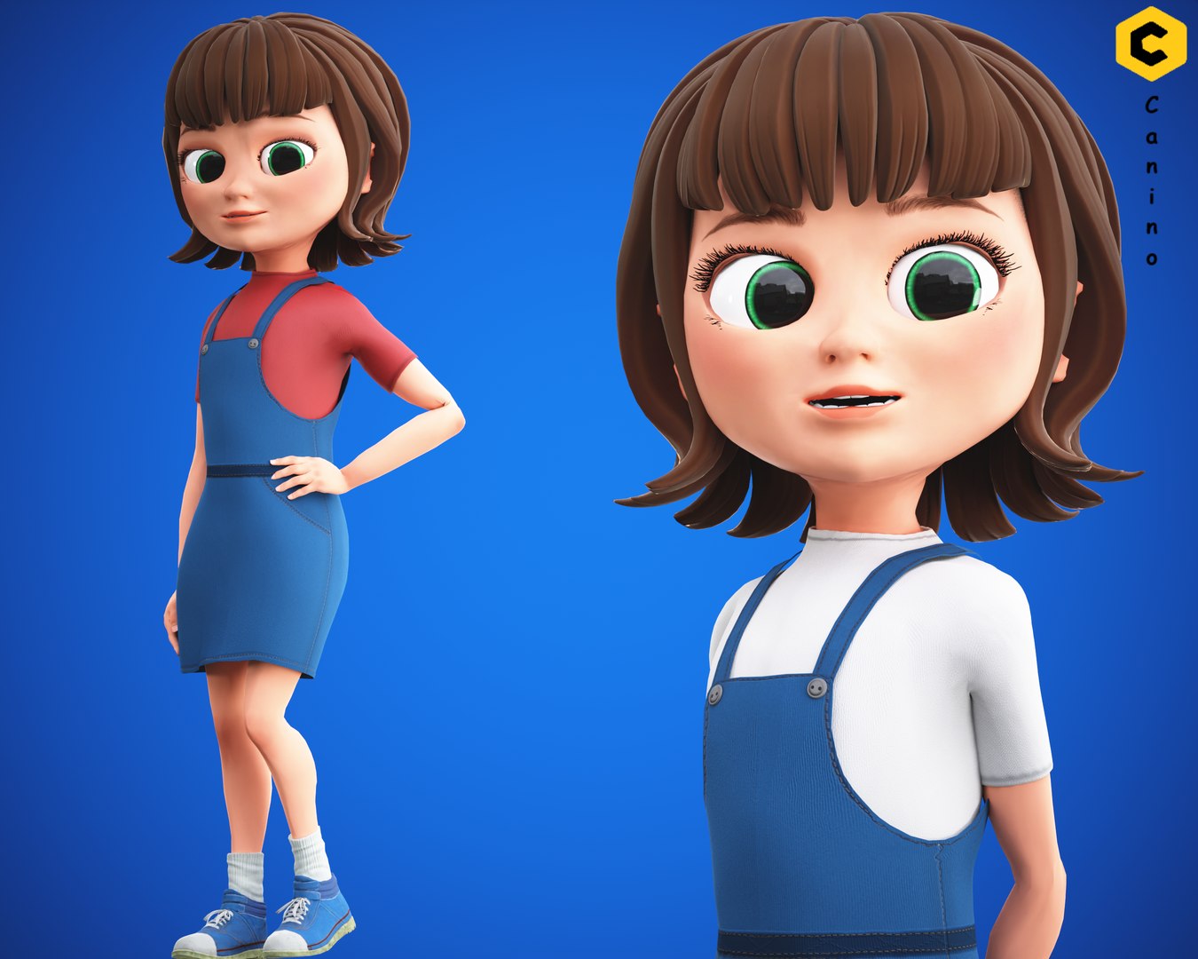 3d Stylized Cartoon Girl Character Rigged Turbosquid 1986389