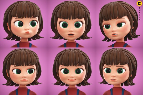 3D Stylized Cartoon Girl Character Rigged