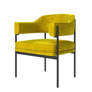 3D yellow velvet armchair