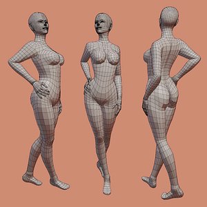 3D rigged female base mesh model