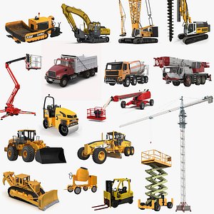 Construction Vehicles Big 3D Models Collection