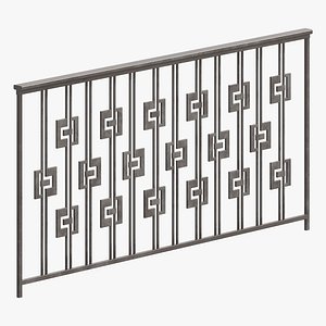 Art Deco wrought iron railing with geometric design