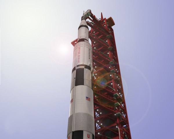 3d explore apollo moon saturn rocket model