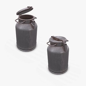 3D Old Vintage Rusty Milk Can 02 Low-poly PBR