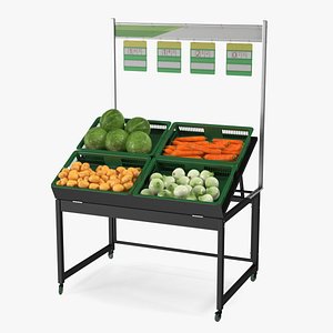 Shop Display with Vegetables 3D