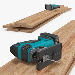 Cordless Jig Saw with Wooden Boards