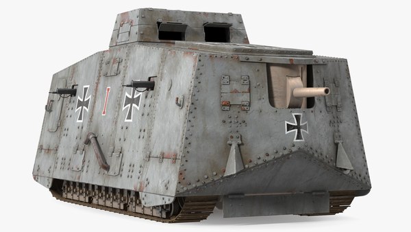 古い時代の第一次世界大戦ドイツ A7V 装甲車両戦車3Dモデル