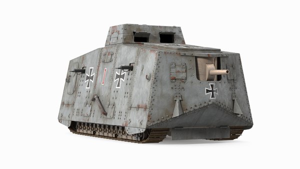 古い時代の第一次世界大戦ドイツ A7V 装甲車両戦車3Dモデル