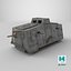 Old Aged WWI German A7V Armored Vehicle Tank