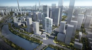 3D model Highrise Urban Cityscape Aerial View Environment