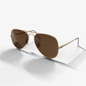 3D Gold Frame with Dark Brown Tint Aviator Sunglasses model