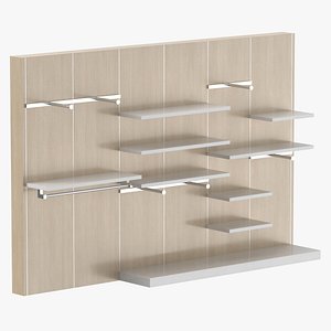 3D Store Furniture Wall Mounted Clothing Stand 01