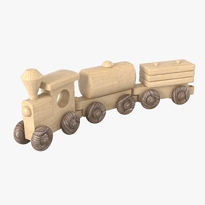 wooden toy train 3D
