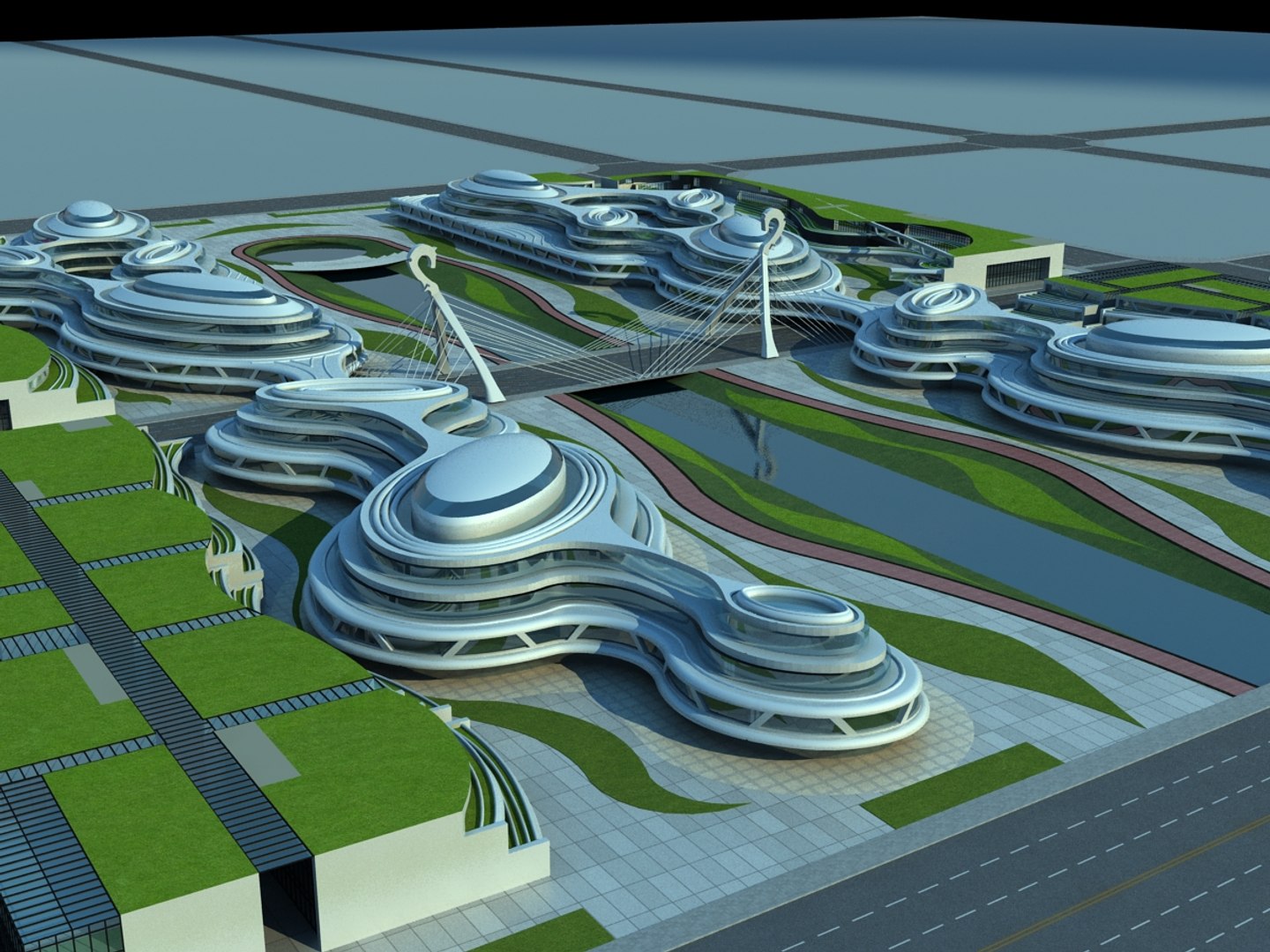 3D model futuristic cityscape - TurboSquid 1618461