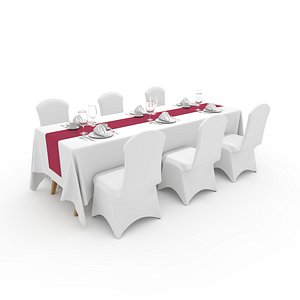 Banquet Table and Chair 110 3D