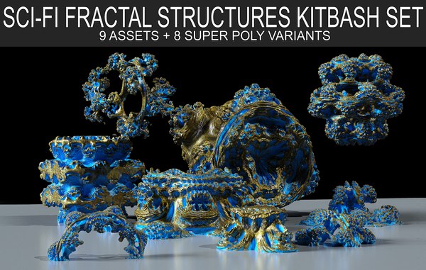 Fractal Sci-Fi Alien Structures Kitbash 3D Assets Modelo 3D ...