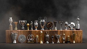 Global Football Championship Cups Premium 3D Models Set