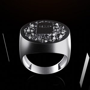 3D model An iron ring with skulls 3D print model