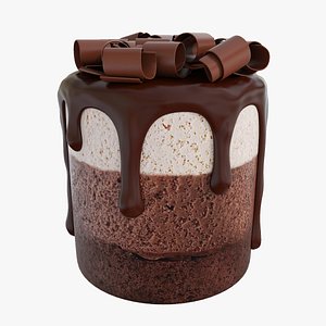 3D Triple chocolate round cheesecake model