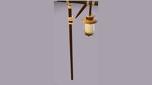 Rustic Wooden Lamp Post Hanging Paper Lantern Game-Ready
