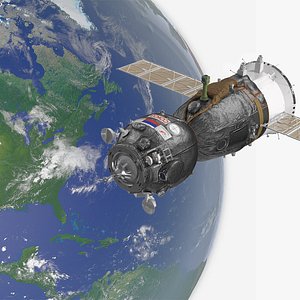 Earth Globe with Soyuz Spacecraft Collection 3D model