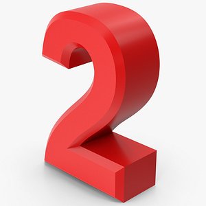 3D Red Number 2