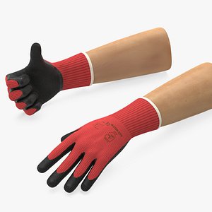 Hands in Red Safety Gloves Rigged