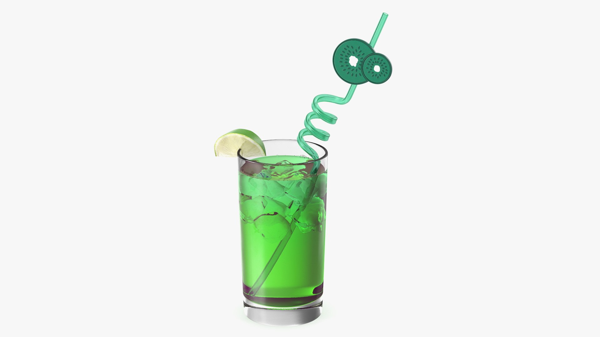 Cocktail with Fruit Plastic Straw 3D model preview