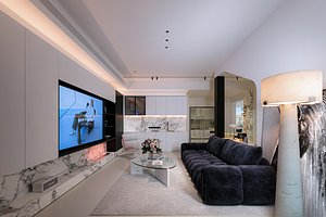 Modern living room dining room interior