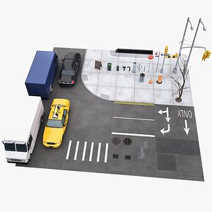 Modular City Street PBR 3D model