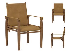 Tan Leather Sling Wooden Frame Armchair