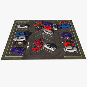 On Street Parking 26 Spaces Filled Old 3D model