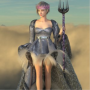 3D Queen with Silver dress 3D model