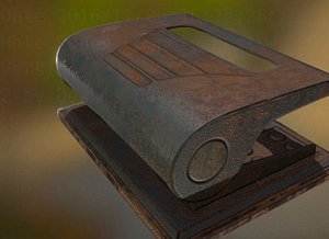 3d model hole punch rigged rust