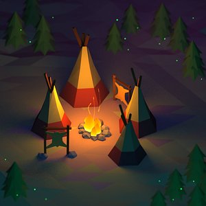 Lowpoly tribal settlement