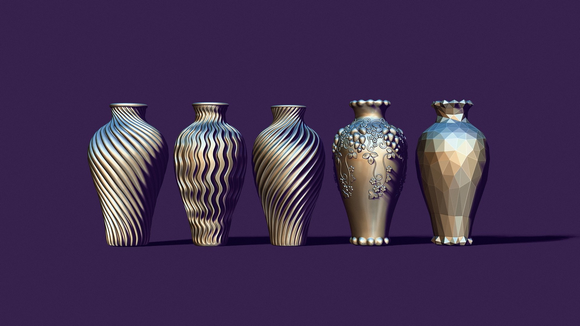 3D model Set of five vases - TurboSquid 2067404