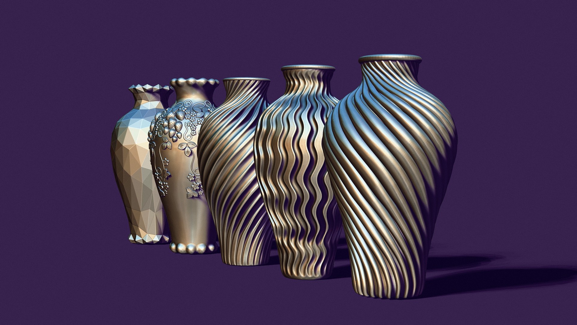 3D model Set of five vases - TurboSquid 2067404
